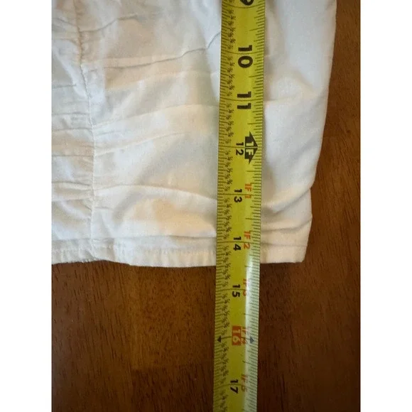 Abercrombie & Fitch White Puff Sleeve Smocked Ruched Crop Top Sz XS Cottagecore - Picture 9 of 9
